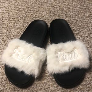 Vs Pink fur slides